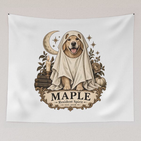 Item preview, Golden Retriever Ghost Costume – Maple the Resident Spirit designed and sold by pinkaesthetik.