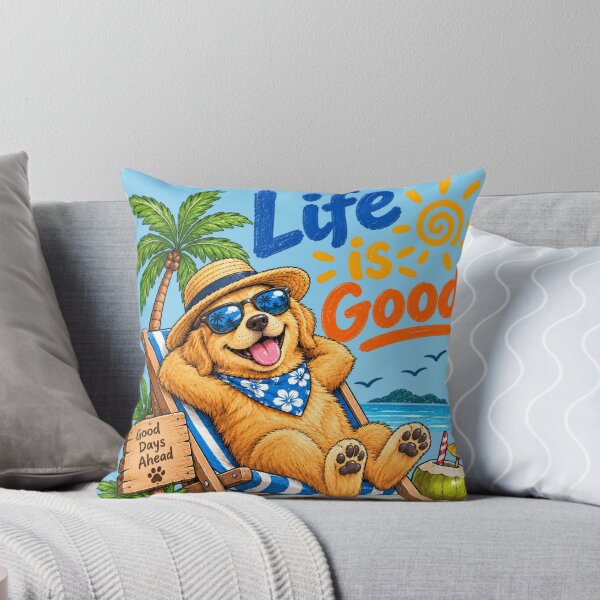 Item preview, Life Is Good Cute Beach Golden Retriever Puppy designed and sold by lungpleecha.