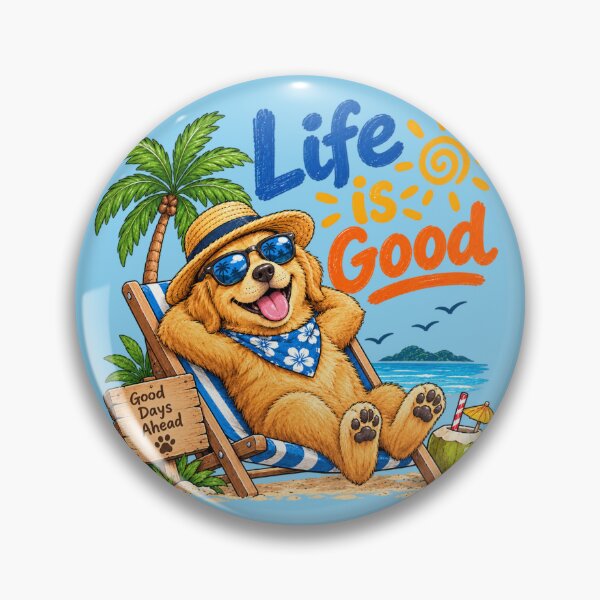 Item preview, Life Is Good Cute Beach Golden Retriever Puppy designed and sold by lungpleecha.