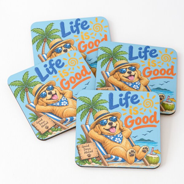 Item preview, Life Is Good Cute Beach Golden Retriever Puppy designed and sold by lungpleecha.