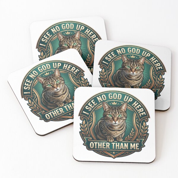 Item preview, Funny Arrogant Cat King Tee « I see no God up here, other than me » designed and sold by DigitalSkyfall.