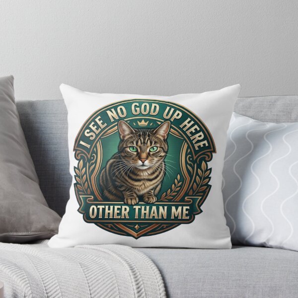 Item preview, Funny Arrogant Cat King Tee « I see no God up here, other than me » designed and sold by DigitalSkyfall.
