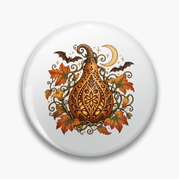 Item preview, Decorative Woodburned Gourd Lantern Halloween Art designed and sold by UrbanCanvvas.