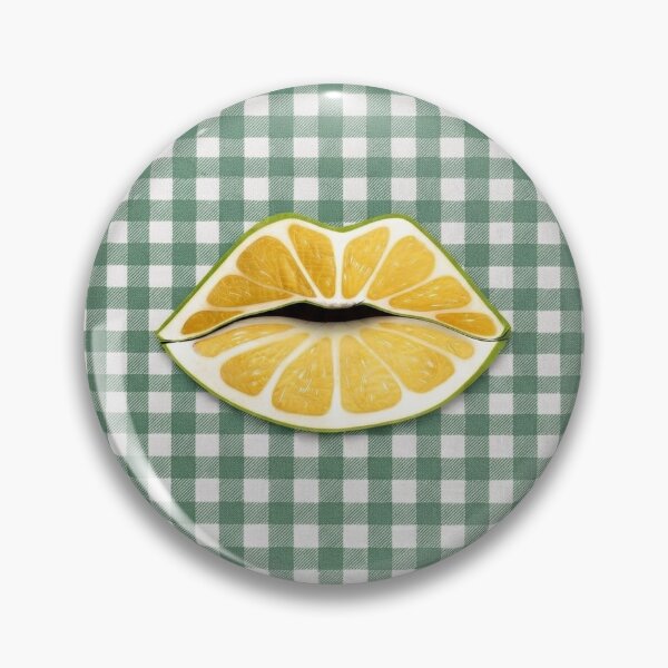 Item preview, Refreshing Lemon Slice Lips Gingham Pattern Art designed and sold by AurelleDesign.