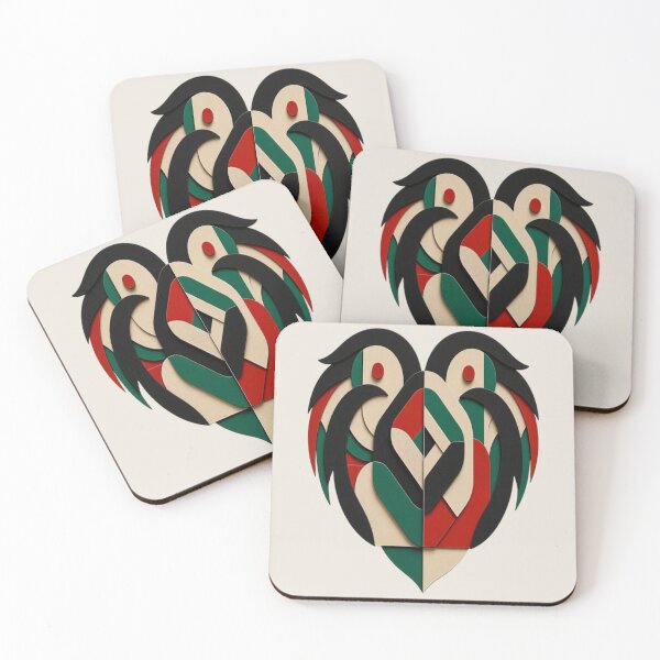 Item preview, Abstract Bird Love Heart - Mid Century Modern Geometric Pattern Art designed and sold by Breezes-of-Ida.