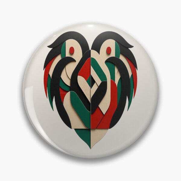 Item preview, Abstract Bird Love Heart - Mid Century Modern Geometric Pattern Art designed and sold by Breezes-of-Ida.