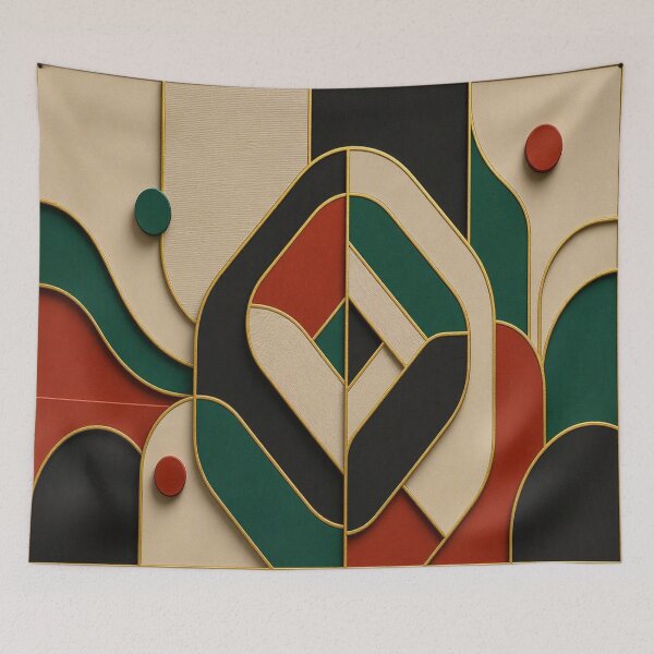 Item preview, Abstract Bird Love Heart - Mid Century Modern Geometric Pattern Art designed and sold by Breezes-of-Ida.