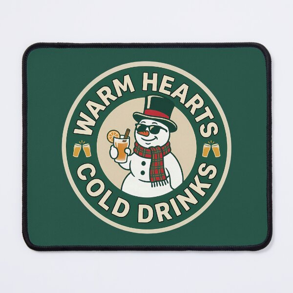 Item preview, Warm Hearts Cold Drinks Snowman Holiday Badge designed and sold by DripCultureLab.