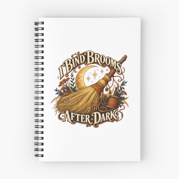 Item preview, I Bind Brooms After Dark Illustrated Besom Art designed and sold by UrbanCanvvas.