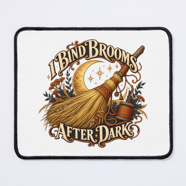 Item preview, I Bind Brooms After Dark Illustrated Besom Art designed and sold by UrbanCanvvas.