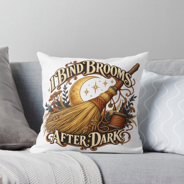 Item preview, I Bind Brooms After Dark Illustrated Besom Art designed and sold by UrbanCanvvas.