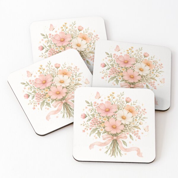 Item preview, Pastel Wildflower Bouquet with Butterflies – Cottagecore Watercolor Floral designed and sold by looplandger.