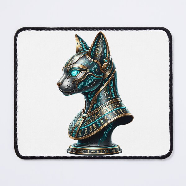 Item preview, "Cyber Bastet Mechanical Cat Art: Futuristic Egyptian Deity Illustration with Cyberpunk & Sci-Fi Vector Design" designed and sold by Nubian Style.