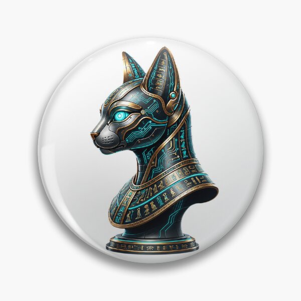 Item preview, "Cyber Bastet Mechanical Cat Art: Futuristic Egyptian Deity Illustration with Cyberpunk & Sci-Fi Vector Design" designed and sold by Nubian Style.