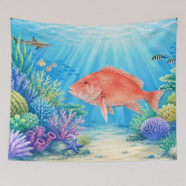 Item preview, Great Barrier Reef with Red Emperor and Shark designed and sold by Kestrelle.