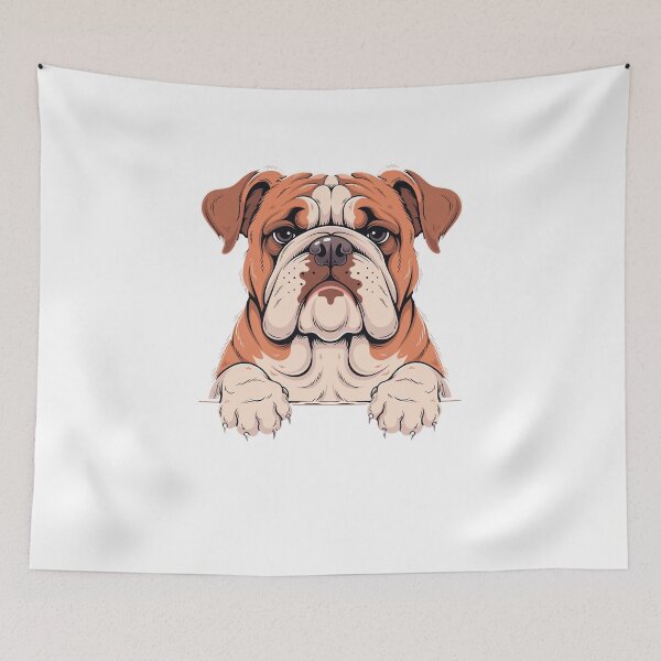 Item preview, bulldog puppy face paws illustration, dog lover gift for men women designed and sold by DariaOltes.