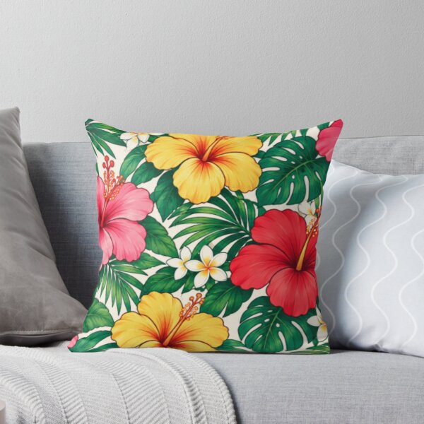 Item preview, Tropical Hibiscus Flowers and Lush Foliage Pattern. designed and sold by MissYouONLY.