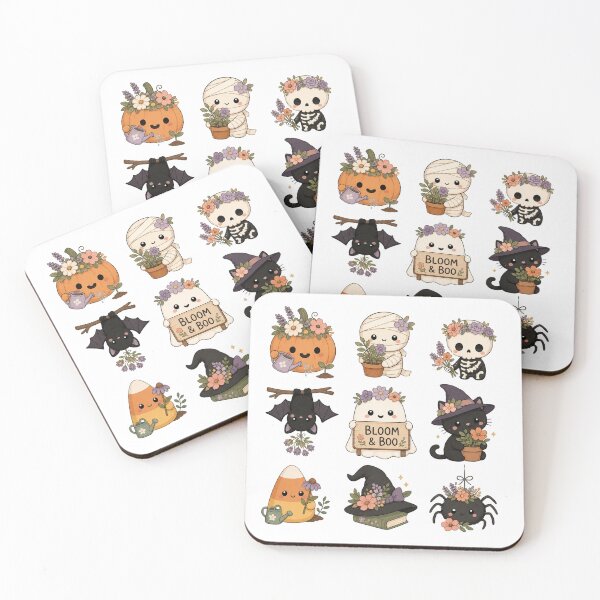 Item preview, Bloom and Boo Cute Floral Halloween Characters - Cottagecore Spooky Art⁠ designed and sold by Modern Antique Atelier .