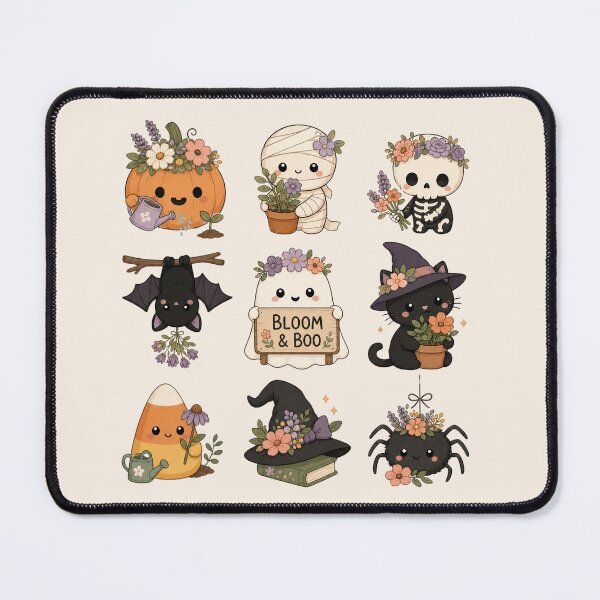 Item preview, Bloom and Boo Cute Floral Halloween Characters - Cottagecore Spooky Art designed and sold by Modern Antique Atelier .