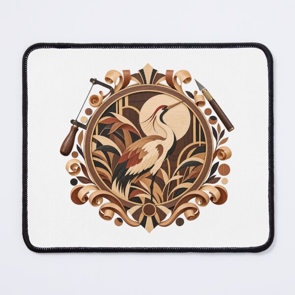 Item preview, Decorative Crane Marquetry Wood Veneer Panel designed and sold by UrbanCanvvas.
