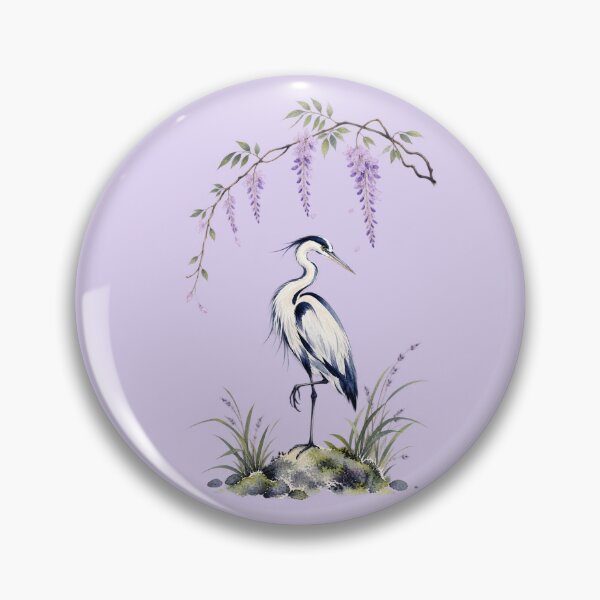 Item preview, Elegant Heron Beneath Wisteria designed and sold by ZYVARENNE.