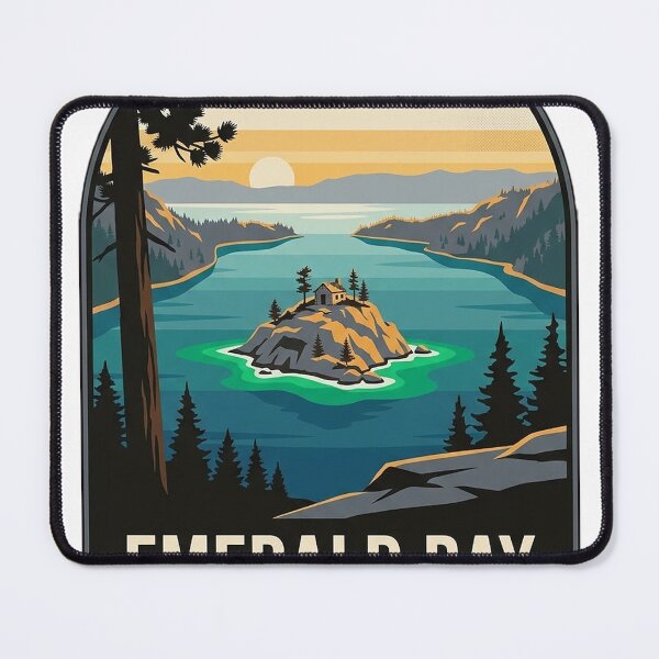 Item preview, Emerald Bay State Park California Fannette Island Vintage WPA Travel Badge designed and sold by DetourDgn.