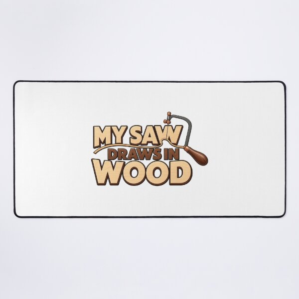 Item preview, My Saw Draws in Wood Funny Marquetry Gift designed and sold by UrbanCanvvas.