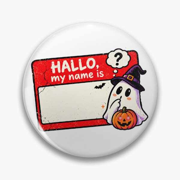 Item preview, Cute Halloween Ghost Name Tag – Spooky Pumpkin Witch Ghost Retro designed and sold by Thegoldenline.