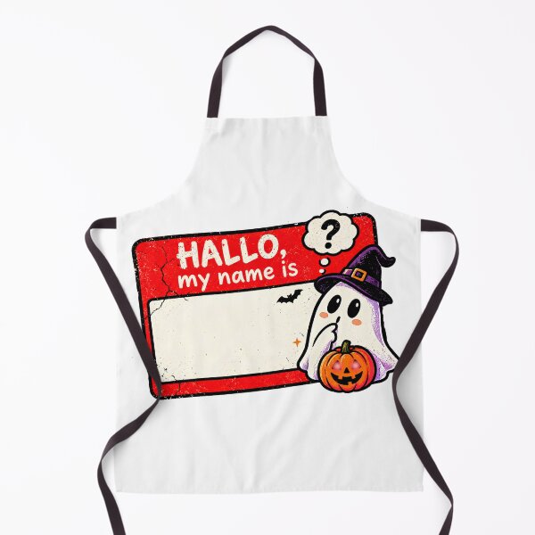 Item preview, Cute Halloween Ghost Name Tag – Spooky Pumpkin Witch Ghost Retro designed and sold by Thegoldenline.