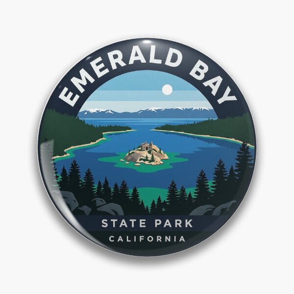 Item preview, Emerald Bay Lake Tahoe Circle Badge Sticker Fannette Island California designed and sold by DetourDgn.