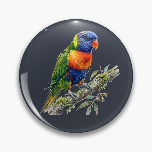 Item preview, Painterly Australian Rainbow Lorikeet on Mossy Branch Art designed and sold by VibeShift Studio.