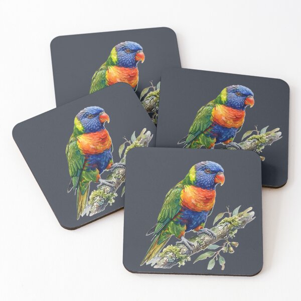 Item preview, Painterly Australian Rainbow Lorikeet on Mossy Branch Art designed and sold by VibeShift Studio.