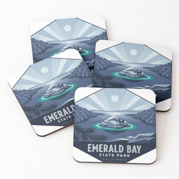 Item preview, Emerald Bay State Park Art Deco Hexagon Badge Lake Tahoe Night Sticker designed and sold by DetourDgn.