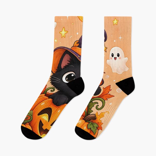 Item preview, Cute Black Cat in Jack-o'-Lantern Pumpkin designed and sold by Pure Craft.
