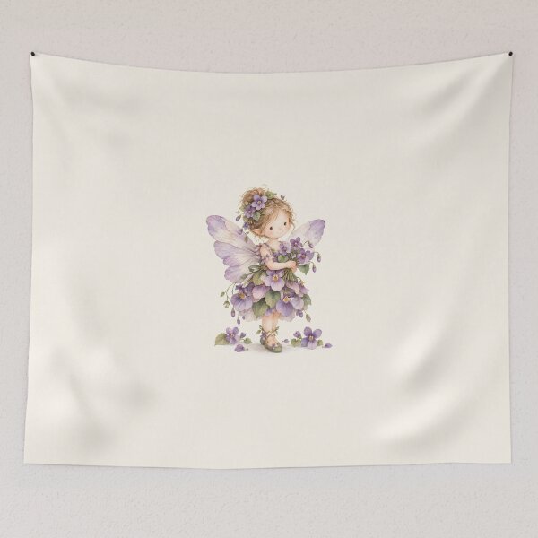 Item preview, Purple Violet Flower Fairy – Whimsical Cottagecore Fairy Art designed and sold by looplandger.