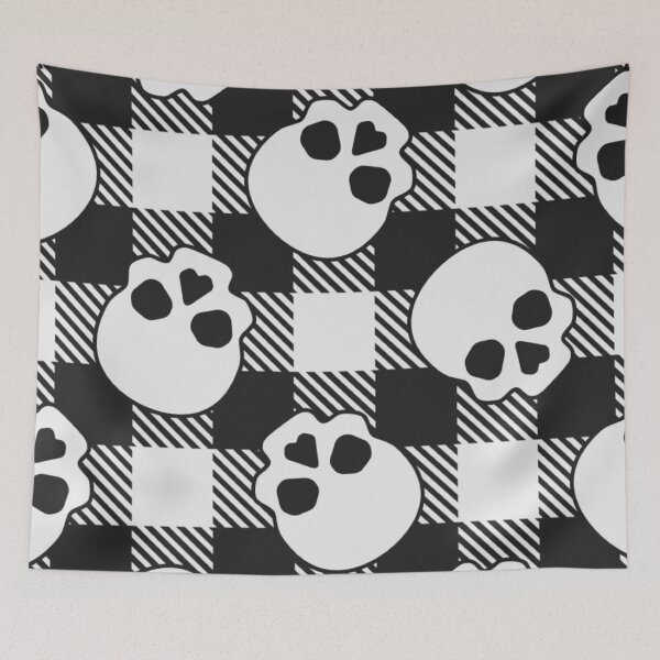 Item preview, Black and White Skull Buffalo Plaid — Gothic Spooky Plaid Seamless Pattern designed and sold by LYAN-STORE.