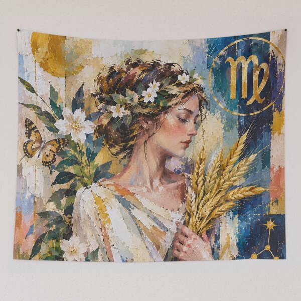 Item preview, Virgo Zodiac Painting – Mystical Maiden Cosmic Art designed and sold by GalleryKauffeld.
