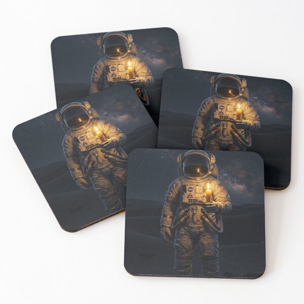 Item preview, Cosmic Solitude: Astronaut Holding Candle in Dark Galaxy Desert designed and sold by Rain-Road.