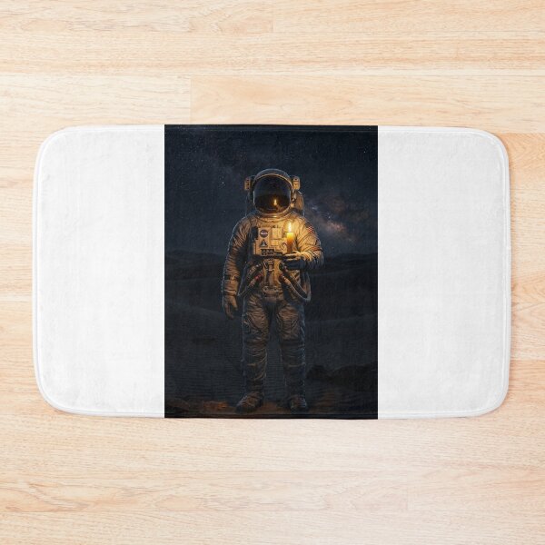 Item preview, Cosmic Solitude: Astronaut Holding Candle in Dark Galaxy Desert designed and sold by Rain-Road.