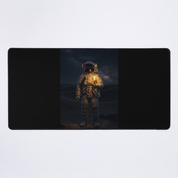 Item preview, Cosmic Solitude: Astronaut Holding Candle in Dark Galaxy Desert designed and sold by Rain-Road.