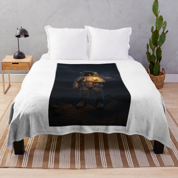 Item preview, Cosmic Solitude: Astronaut Holding Candle in Dark Galaxy Desert designed and sold by Rain-Road.