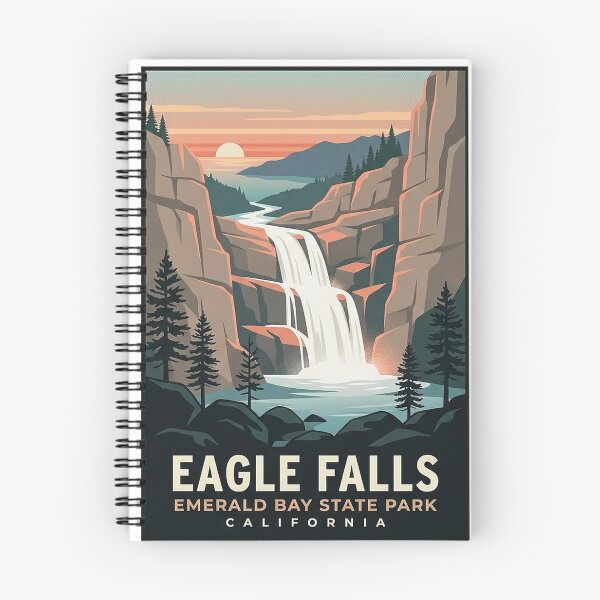 Item preview, Eagle Falls Emerald Bay State Park Lake Tahoe Vintage Travel Poster Sticker designed and sold by DetourDgn.