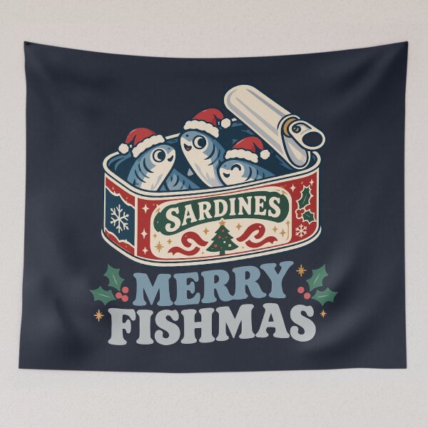 Item preview, Funny Christmas Sardine Can – Merry Fishmas Retro Holiday Fish Design designed and sold by Skryp-art.