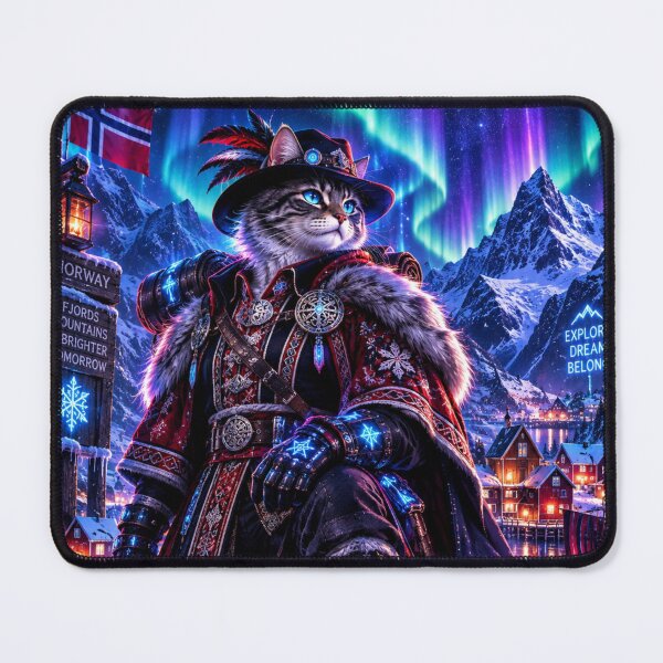 Item preview, Neon Norwegian Cat – Nordic Fjord Explorer designed and sold by Neon Riot Studio.