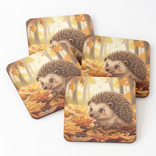 Item preview, Cute Hedgehog in Autumn Leaves Illustration designed and sold by milena-d98.