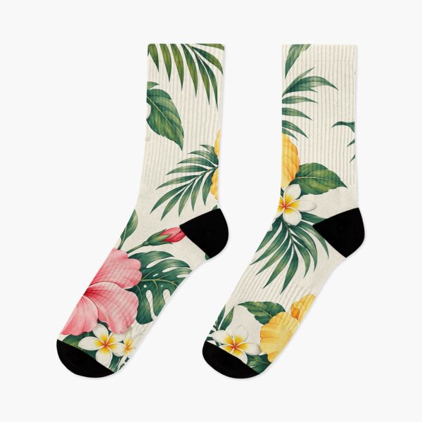 Aperçu de l'œuvre Motif botanique tropical lumineux avec des fleurs d'hibiscus. créée et vendue par MissYouONLY.