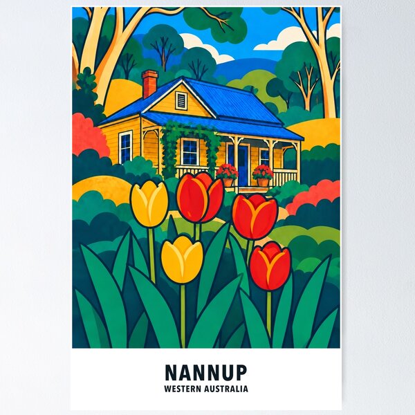 Item preview, Nannup Timber Cottage and Tulips designed and sold by Print My Town.