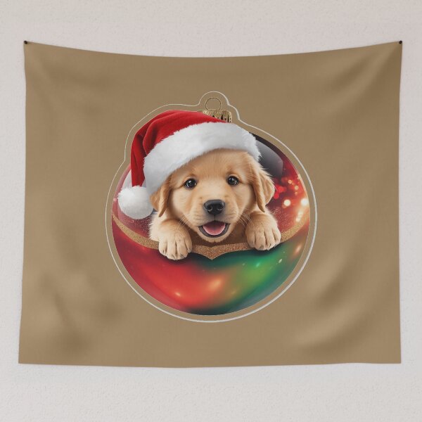 Item preview, Puppy in Christmas Ornament with Hat designed and sold by MargaretPolanco.
