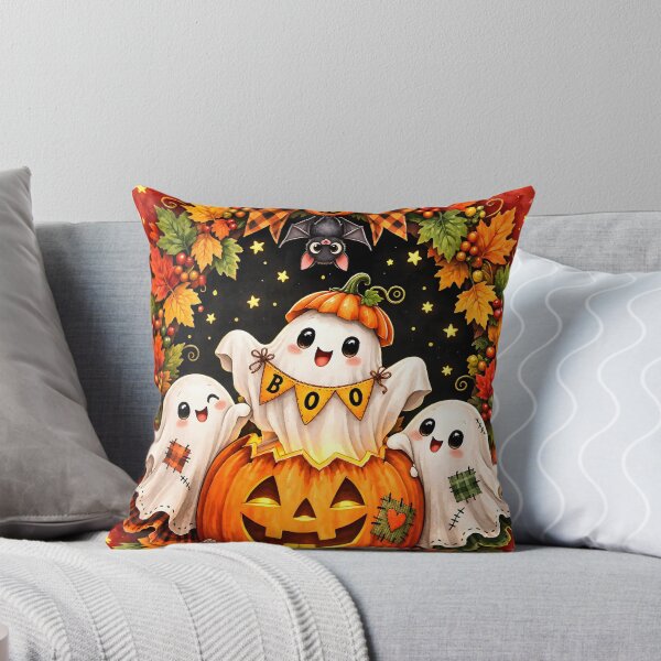 Item preview, Cute Boo Ghosts Autumn Wreath Pumpkin designed and sold by Pure Craft.