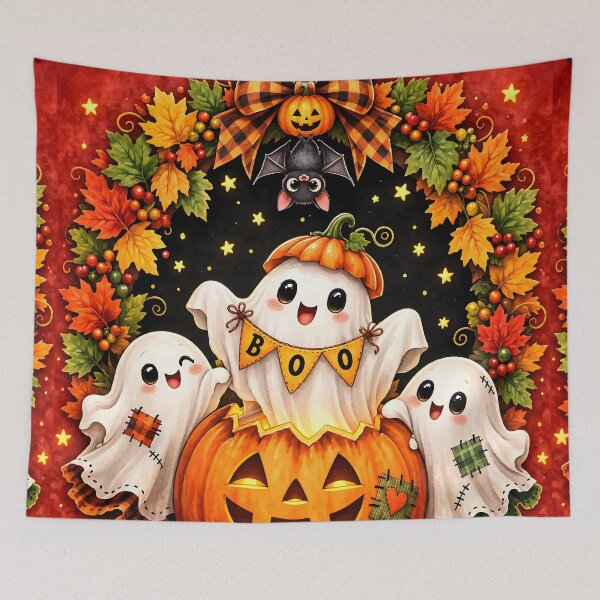 Item preview, Cute Boo Ghosts Autumn Wreath Pumpkin designed and sold by Pure Craft.